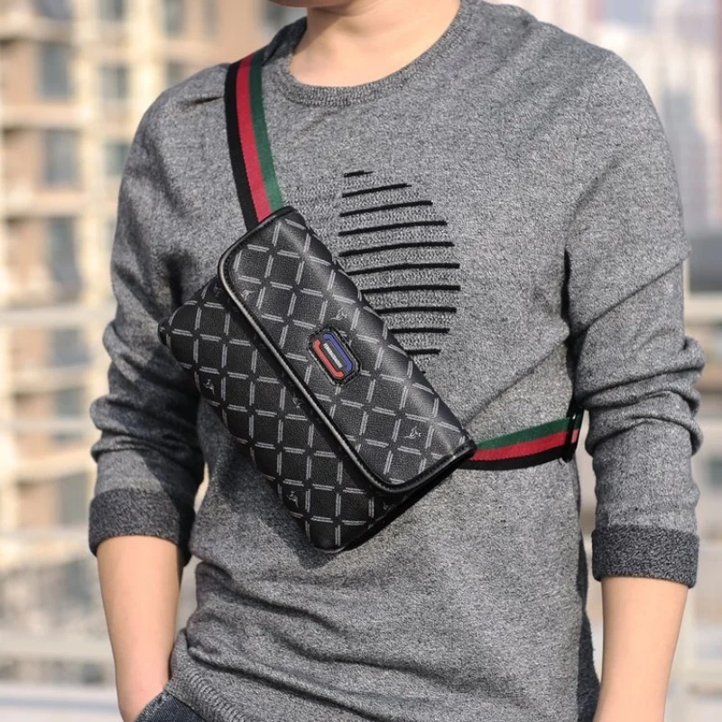 Chest Pack Men Sport PU Leather Belt Bag Fashion Trend Waterproof Shoulder Bag