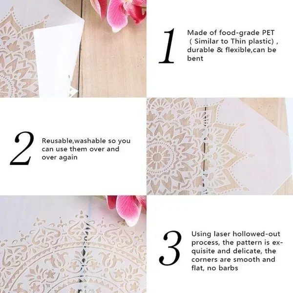 20*20 cm DIY mandala mold for painting stencils stamped photo album embossed paper card on wood, fabric wall forest deer
