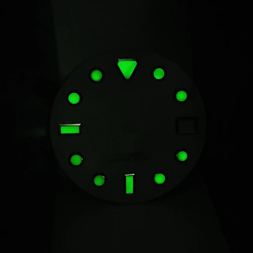 28.5MM Irregular Color Block Watch Dial Green Luminous NH35 Faces Men's Diving Watches Modification Parts for NH36 Movement - view 3
