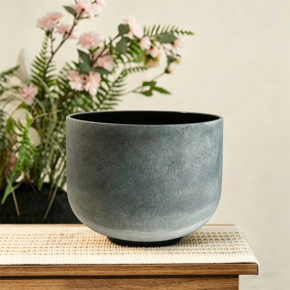 Hye-eun 12inch Obsidian/Morganite/Emerald...Gemstone Fusion Crystal Singing Bowl Tibetan Bowl for Meditation Sound Healing