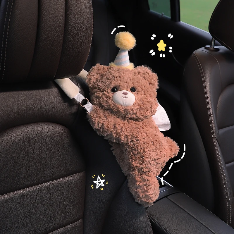 

Car tissue box creative cartoon cute plush hanging paper box car seat side hanging back tissue hanging bag