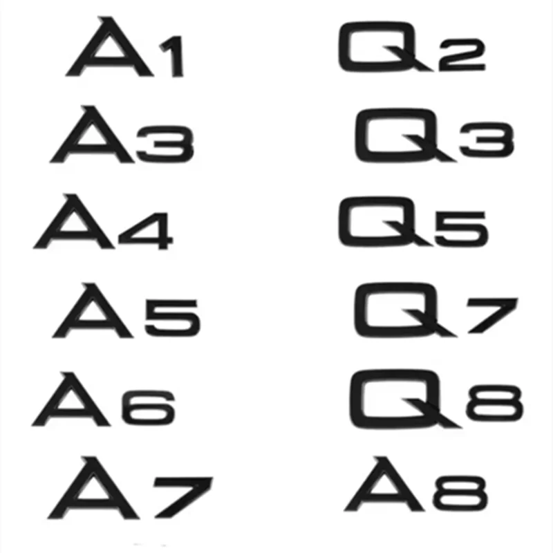 

3D ABS Chrome Black Rear Trunk Emblem Badge Sticker Decals For Audi A1 A3 A4 A5 A6 A7 A8 Q2 Q3 Q5 Q7 Q8 TT Car Accessories