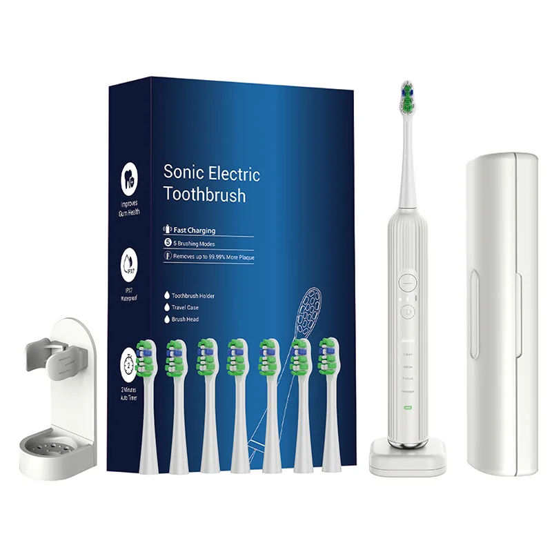 

Ultra Soft Bristles Electric Toothbrush With 7 Replacement Heads For Adults - Oral Care, Travel Home Use For Men Women