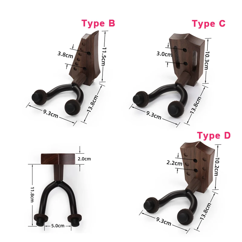 Wall Mount Guitar Hanger Creative Black Walnut Guitar Stand for Guitar / Ukulele / Violin