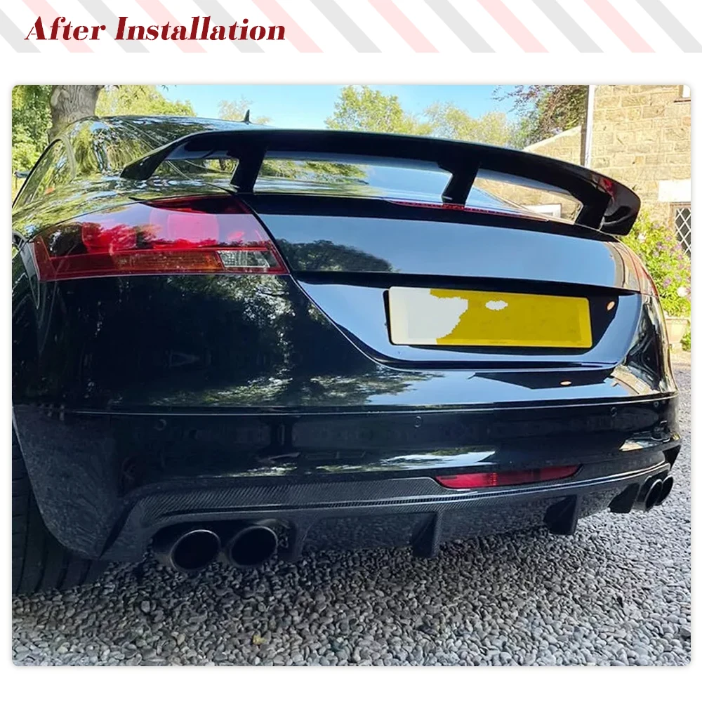 Car Rear Bumper Diffuser Lip for Audi TTS Bumper 2008 - 2014 TT 2013 2014 Bumper Guard Spoiler Carbon Fiber / FRP