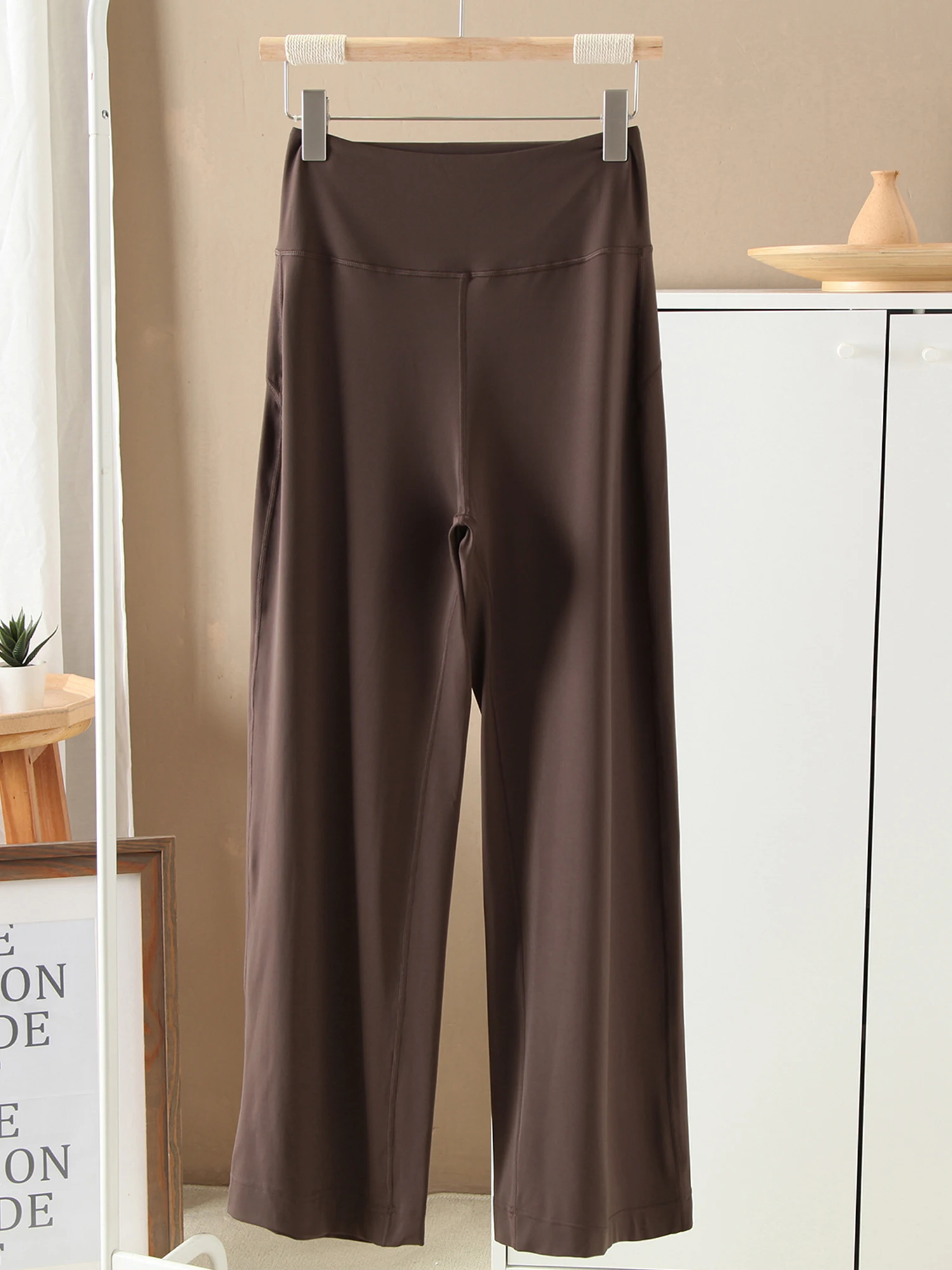 Spodnie damskie z wysokim stanem i szerokimi nogawkami, luźny krój, styl casual, model 2025, szybkoschnące, idealne do biegania i fitnessu, długie spodnie o spódnicy, elegancki krój.