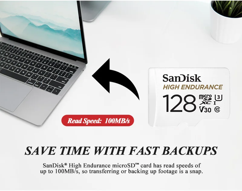 SanDisk 32GB 64GB 128GB 256GB High-Endurance MicroSDXC UHS-I Karte 20000 Stunden Dauerempfindung 100MB/s 40MB/s Speicherkarte – Detail 5