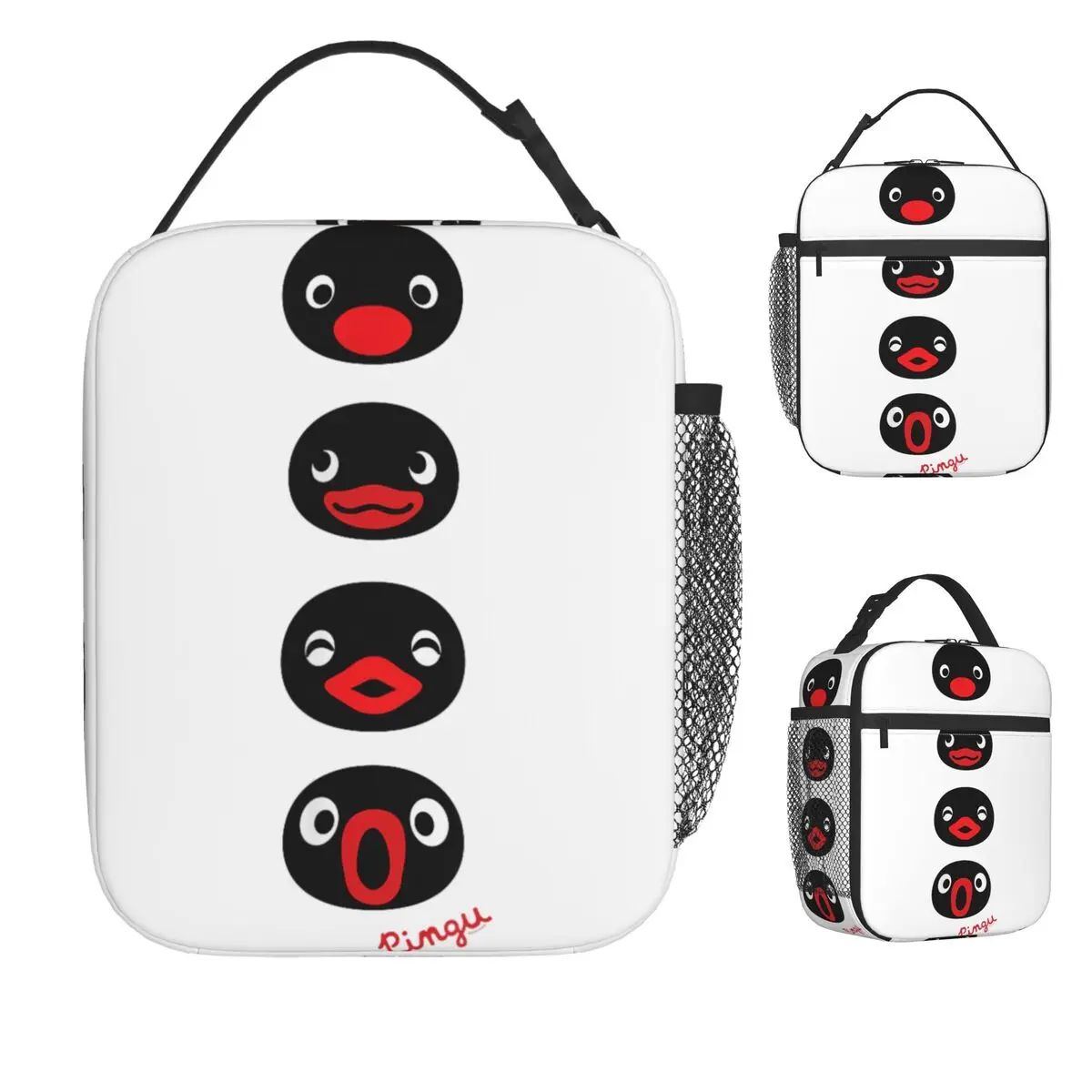 

Pingu Faces Of Pingu Lunch Bag Outdoor Picnic Lunch Box For Child Fun Print Tote Food Bags Oxford Cooler Bag