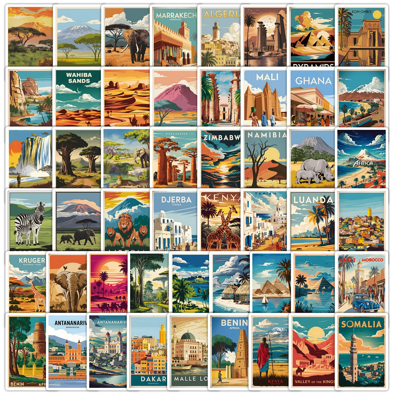 10/30/50PCS Wild Safari African Trip Graffiti Sticker for DIY Suitcase Diary Tumbler Cellphone Ornament Classic Toy Stickers