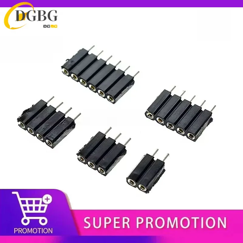 

7/8/40P 2.54mm Round Hole Right Angle Single Row 0.1" Breakable Stackable PCB IC Crystal Transistor Female Tin Pin Header Socket