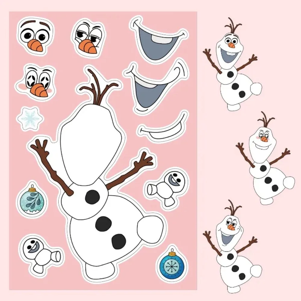 New 8pcs/Set F-r-o-z-e-n Cartoon Anime Stickers DIY Assemble Game Decal Make a Face Jigsaw Creative Birthday Party Gift