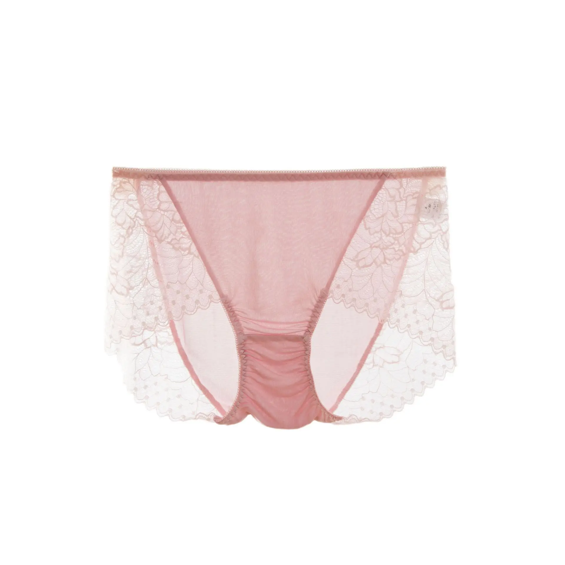 

Women's silk panties with mulberry silk lace edges sexy and comfortable hip-hugging seamless mid-waist thong