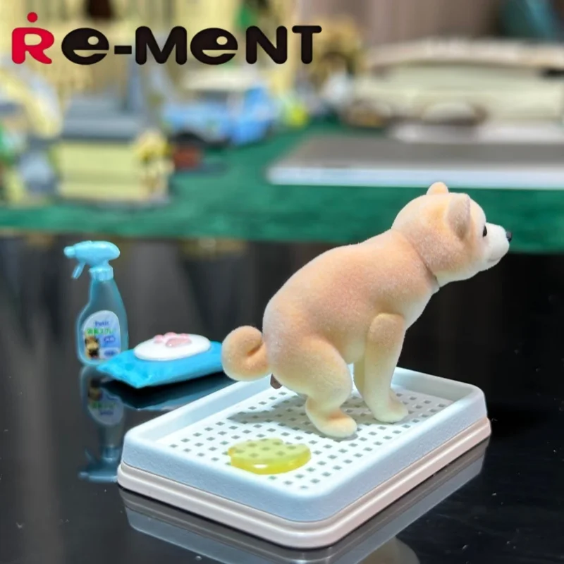 RE-MENT Mini chien de compagnie vie quotidienne boîte aveugle jouet interactif scène oeuf nourriture jouer avec petits chiens soins pour animaux de compagnie Simulation poupées