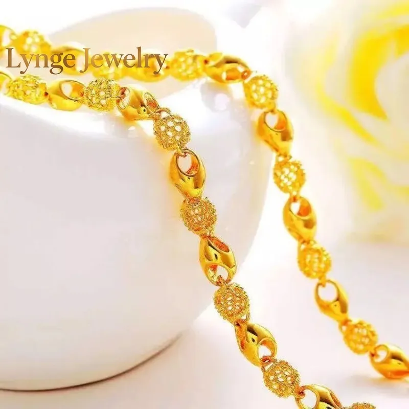 Lynge Jewelry Men's 24K Gold AU999 Hollow Exquisite Necklace - Exquisite hollow carving, vivid shape, solid texture, eye-catchin
