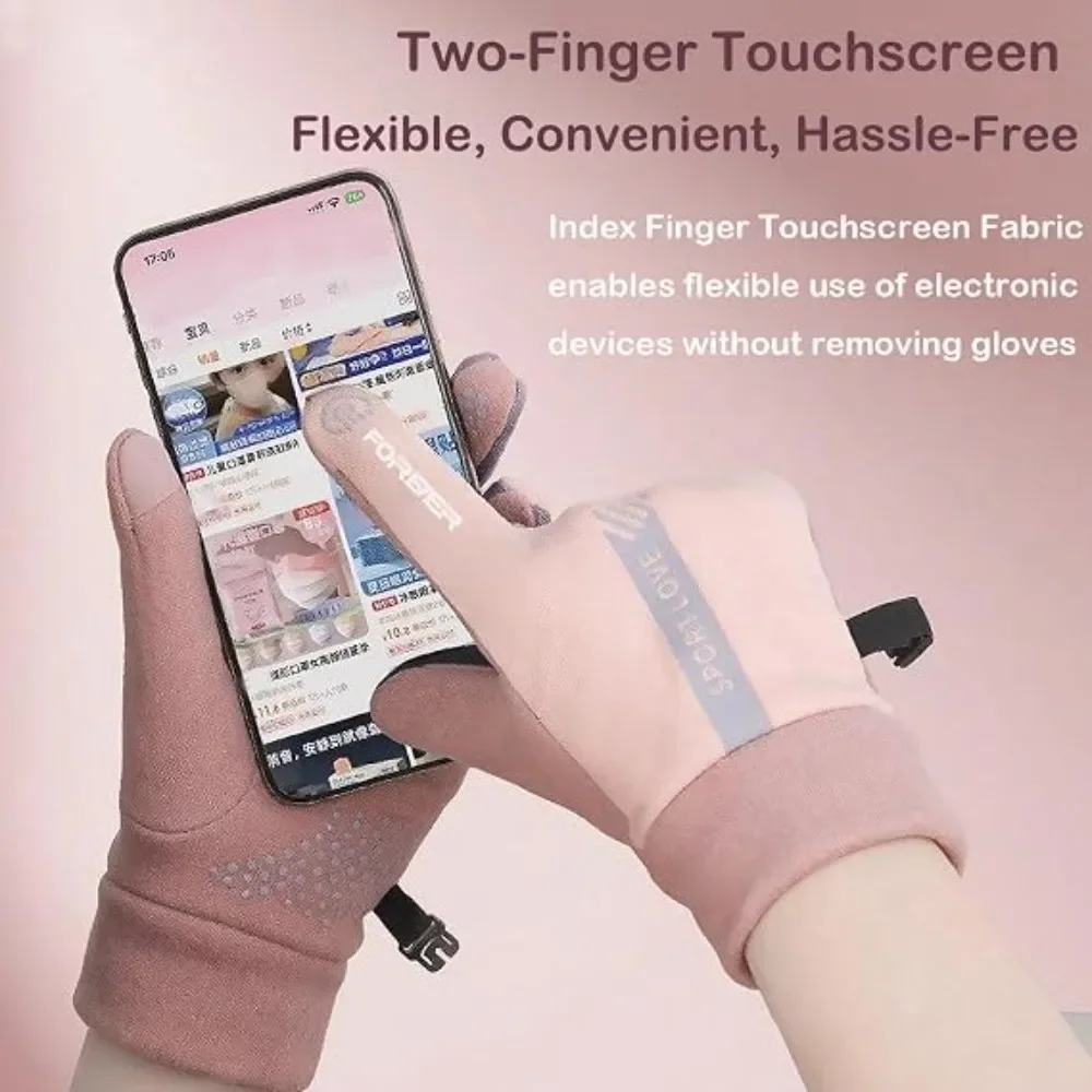 Winter Gloves Women Touchscreen Fleece Lined Warm Anti-Slip Reflective Windproof Full Finger Gloves for Running Cycling Driving