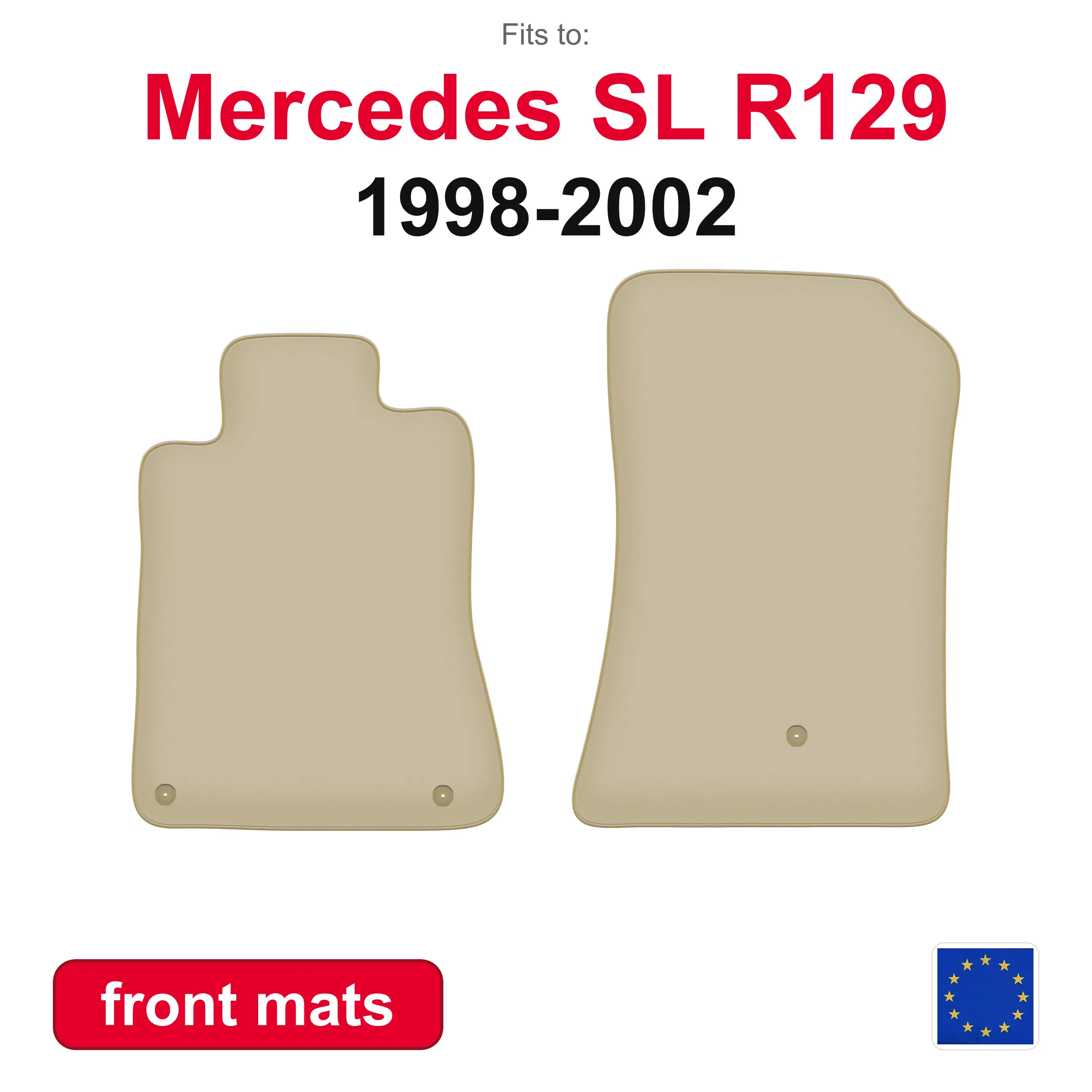PREMIUM auto vloermatten voor Mercedes SL R129 Roadster (1998-2002) -beige 2 stuks auto voortapijt vloer