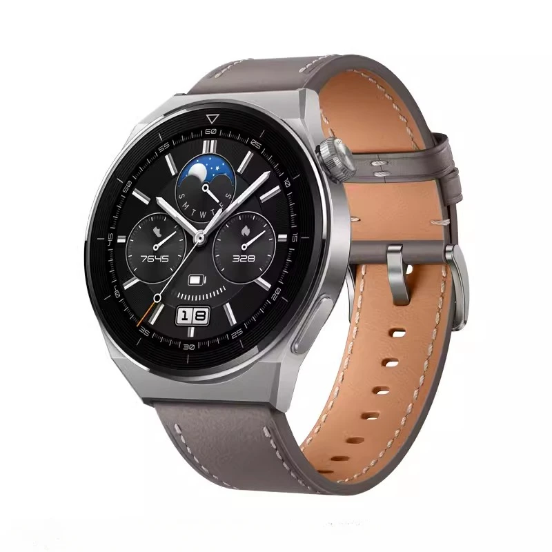 Huawei 100% Original 22mm Grey Cowhide Strap for WATCH GT4 46mm/WATCH 4/4Pro/Ultimate/Buds/WATCH 3Pro New/GT3 46mm