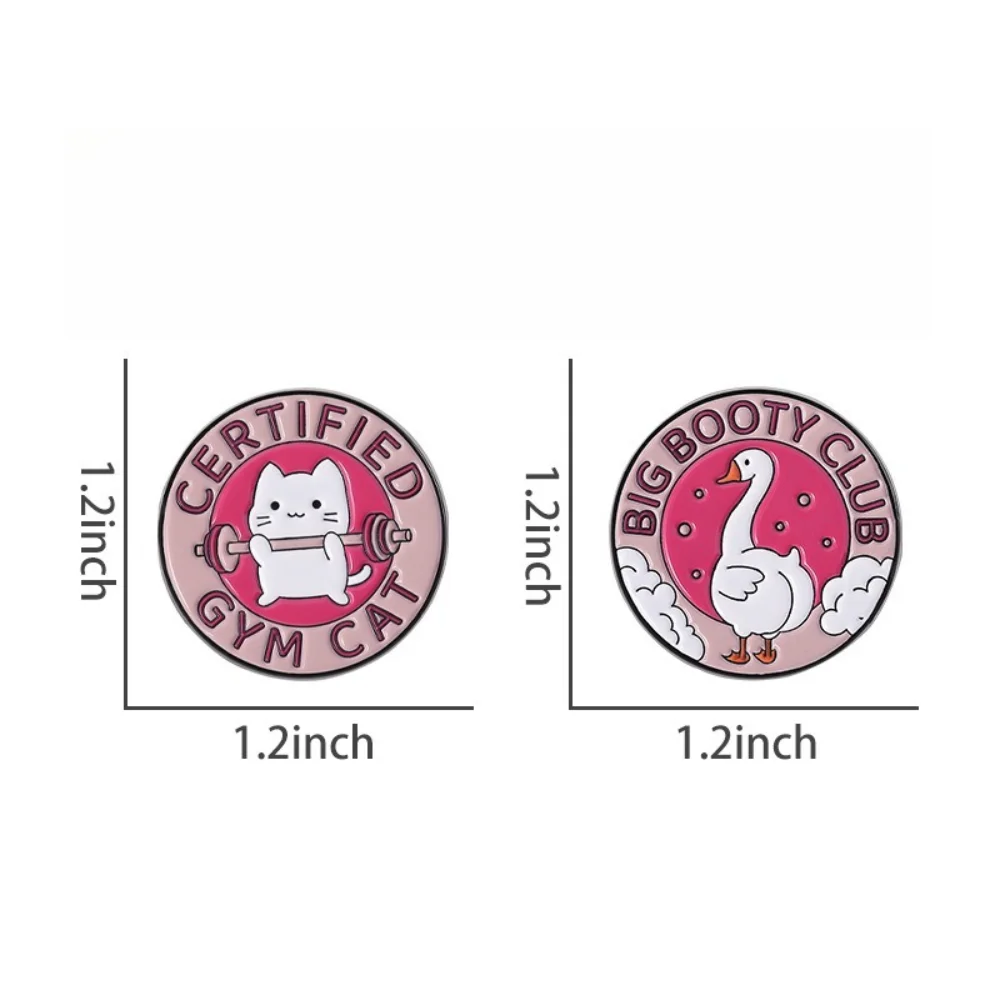 Funny Cute Pink Cartoon Badge Lifting Iron Fitness Kitten Big Butt Swan Pins Bag Clothes Decorative Pin for Clothing