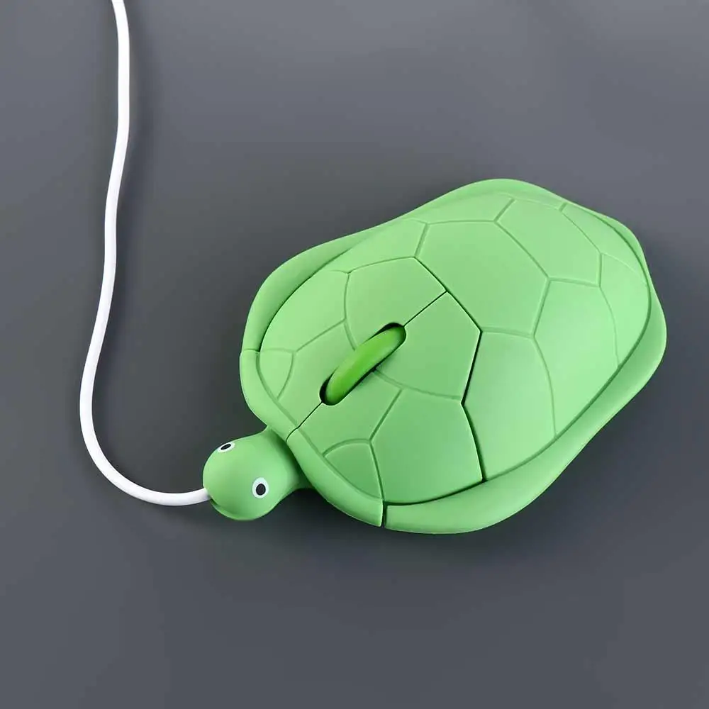 3.6inch Button Green Turtle Wired Mouse Green Turtle Shape 1200DPI Turtle Wired Mouse Cute Cartoon Green Turtle Shape Mice