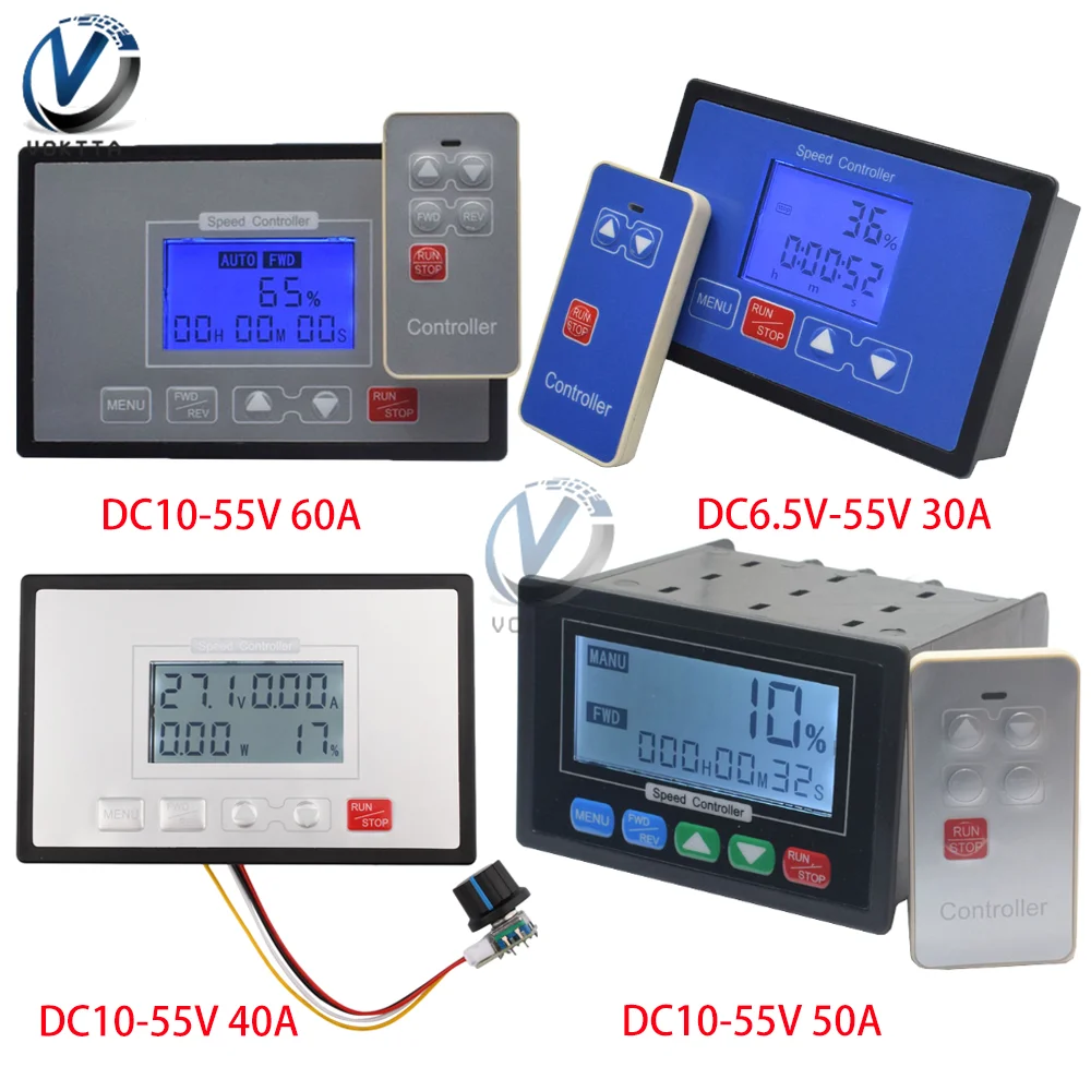 DC PWM Motor Speed Controller Wireless Remote Control Motor Governor LCD Digital Display 0~100% Speed Governor Motor Control