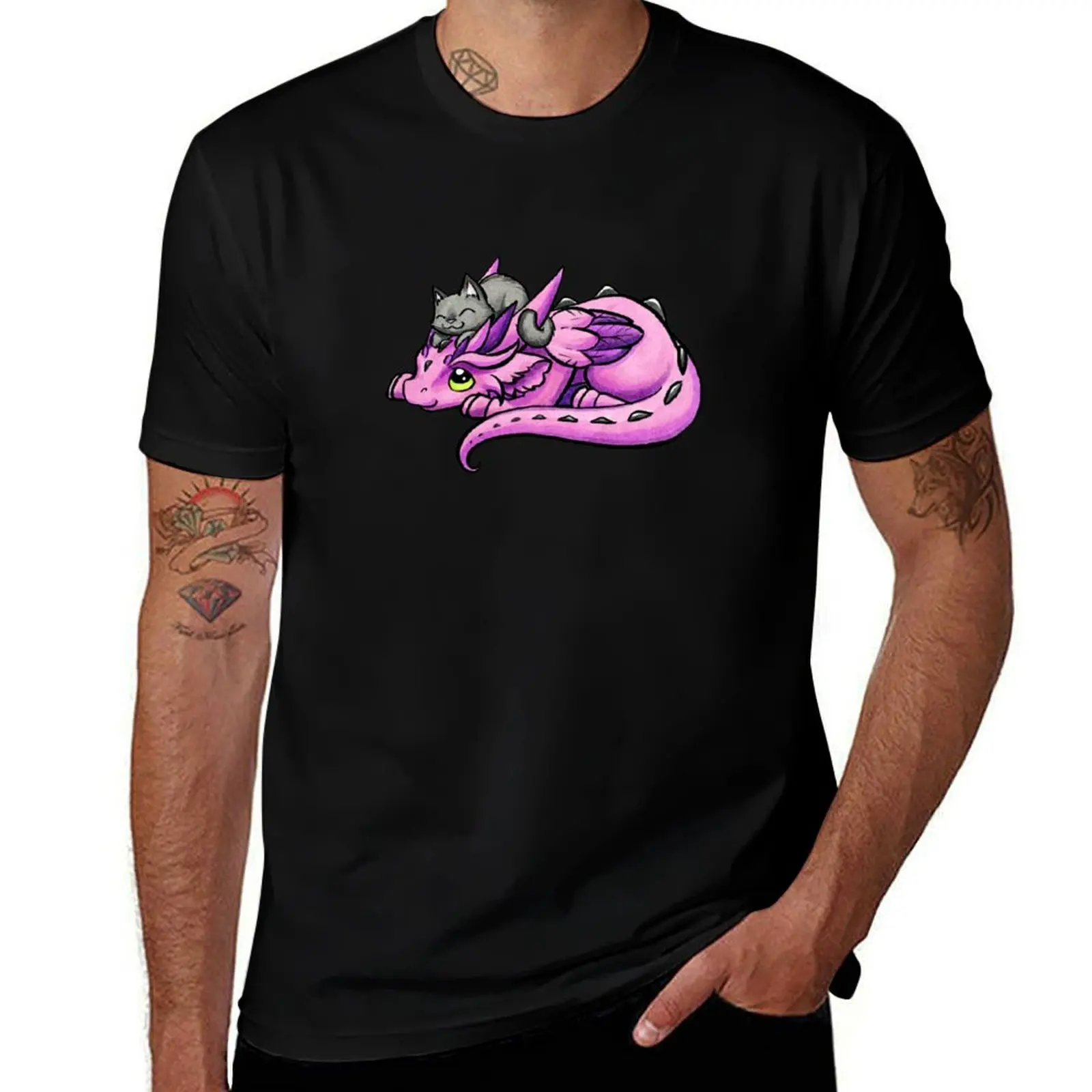 T-Shirt graphic Friend with Dragon for Kitty tshirt t shirts man anime