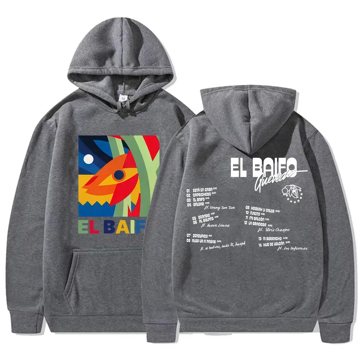 2026 Unisex Quevedo El Baifo Tour Hoodie mit beidseitigem Druck für Herren und Damen, abstrakte Kunst, Oversized Retro Streetwear Pullover-Sweatshirt – Detail 11