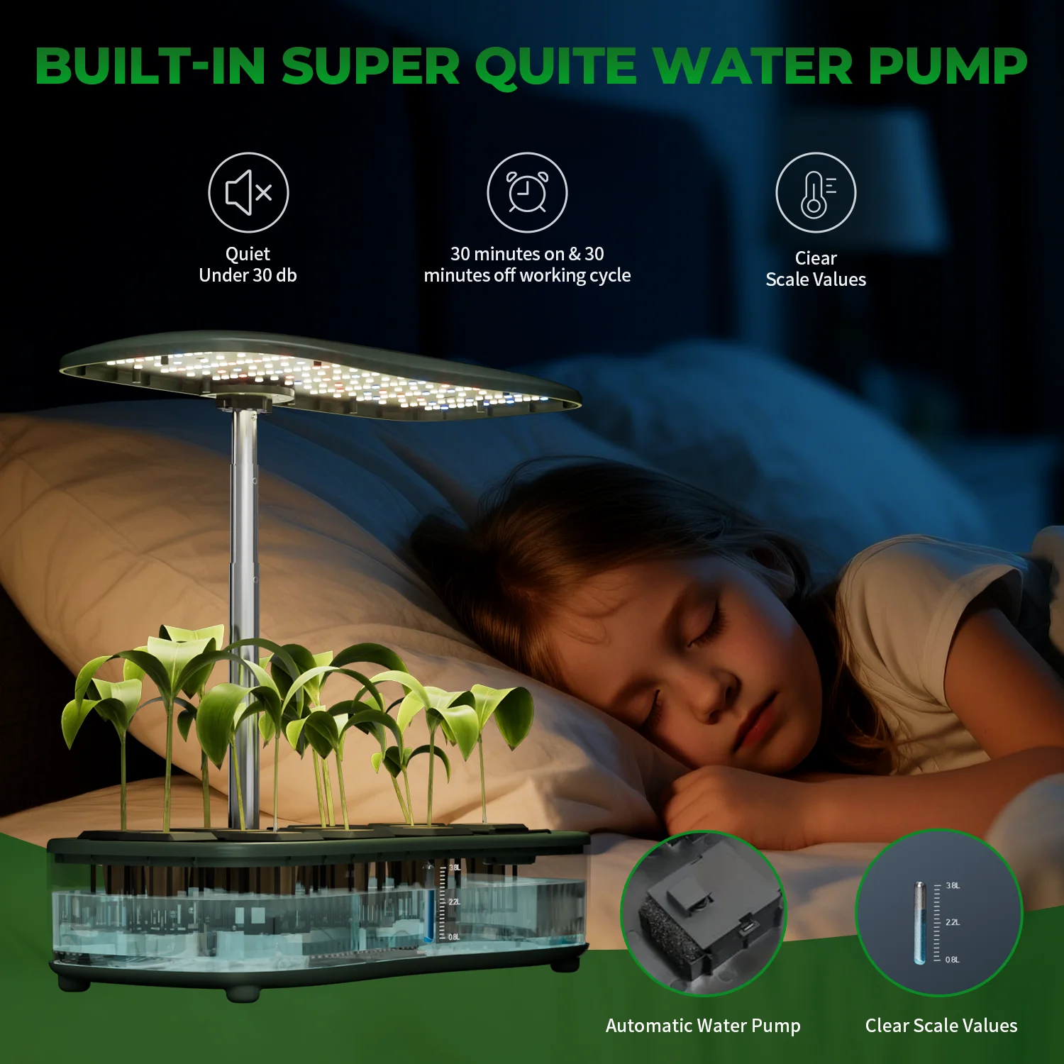 Hydroponic with Automatic Water Pump Ultimate 12-Pod Indoor Garden 24W LED Smart Touch