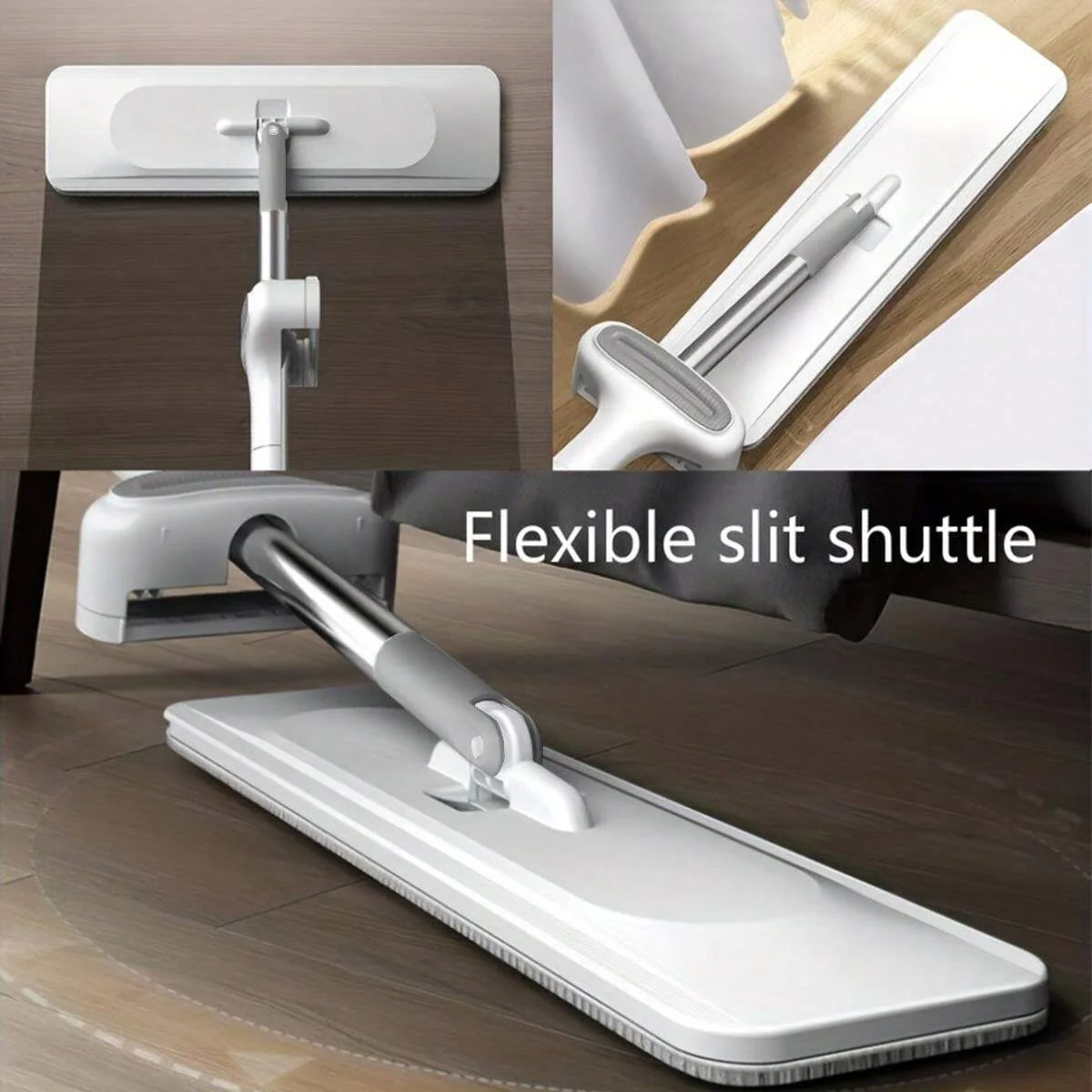 Microfiber Mop Large Flat Floor Mops with 6 Washable Mop Pads 360 ° Rotating Self Wringing Wet and Dust Mop Cleaning System