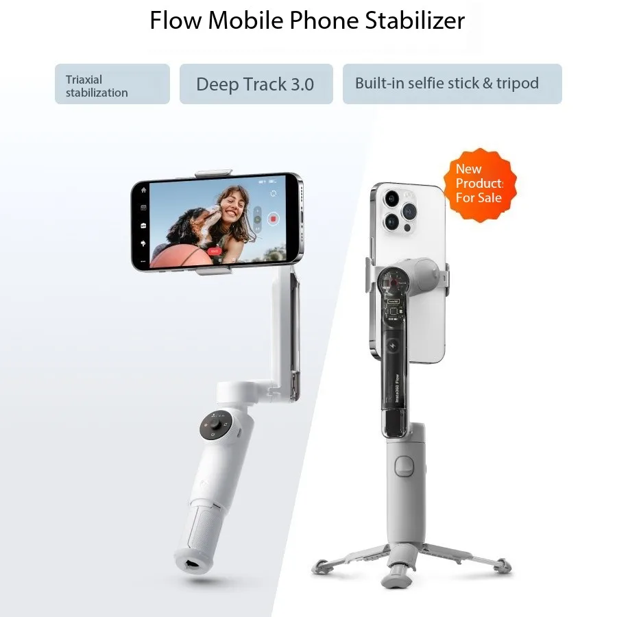 Insta360 Flow AI-Face Tracking Handheld Gimbal Phone Stabilizer 3-Axis Stabilization Foldable Selfie Stick Tripod Convenient