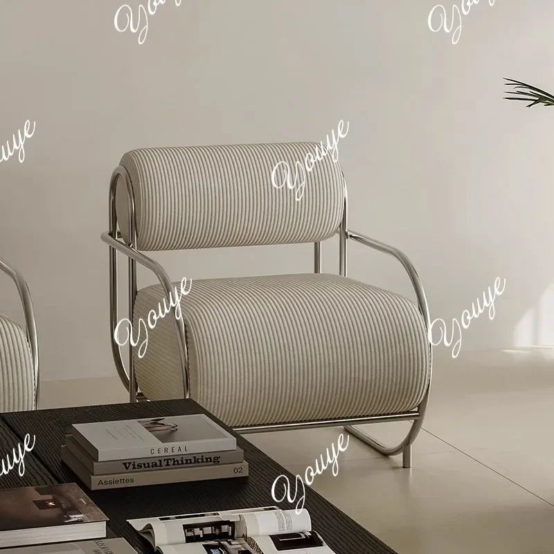 

J Italian Stainless Steel Single Chair Single Sofa Chair Leisure Dining Chair French Business Negotiation Balcony Leisure