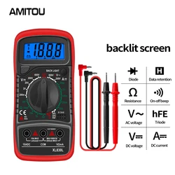 AMITOU 1999 Counts Multímetro Digital Profissional AC/DC Current Voltage Tester Capacitance Ohm Diode Meter with LCD Backlight