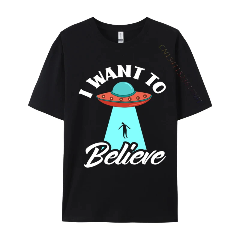 I Want To Believe Ufos Alien Abduction Comfortable Cotton T-Shirt For Men Normal Tops Tees Classic Crew Neck Top T-Shirts Normal