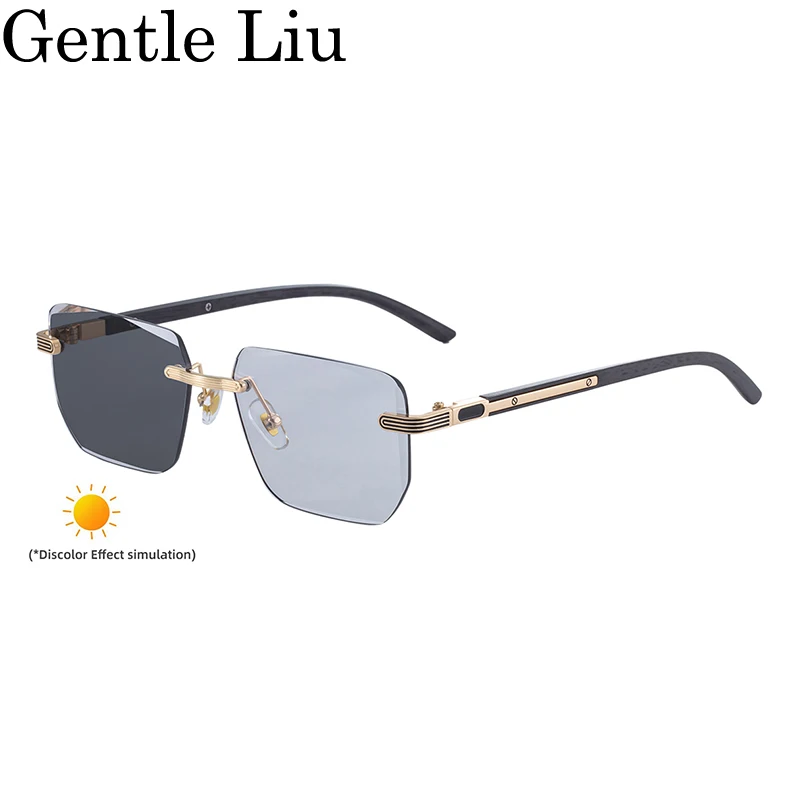 

Square Rimless Sunglasses Men 2025 Luxury Brand Photochromic Eyeglasses Anti Blue Light Change Color Glasses For Male Eyewear