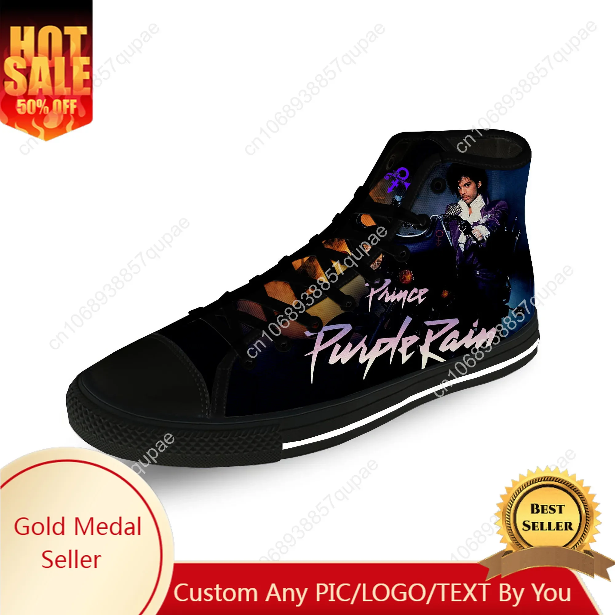 

Music Singer Prince Rogers Nelson Purple Rain Casual Cloth 3D Print High Top Canvas Fashion Shoes Men Women Breathable Sneakers