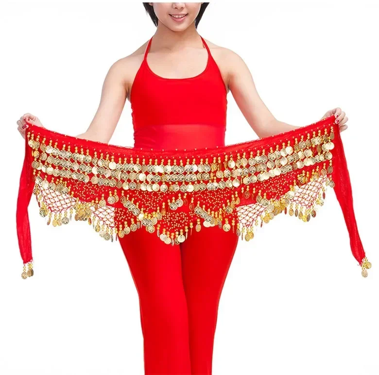 

New Belly Dance Belt Gold coin Hip Scarf Oriental Dancing Waist Chain Woman Elegant Sequins Performance Accessories