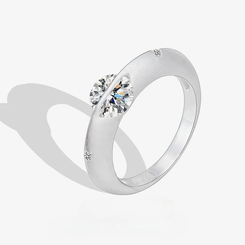 New S925 Silver Ring for Women, Light Luxury and High Grade, Matte Universe Star Rotating Ring, Wedding Jewelry