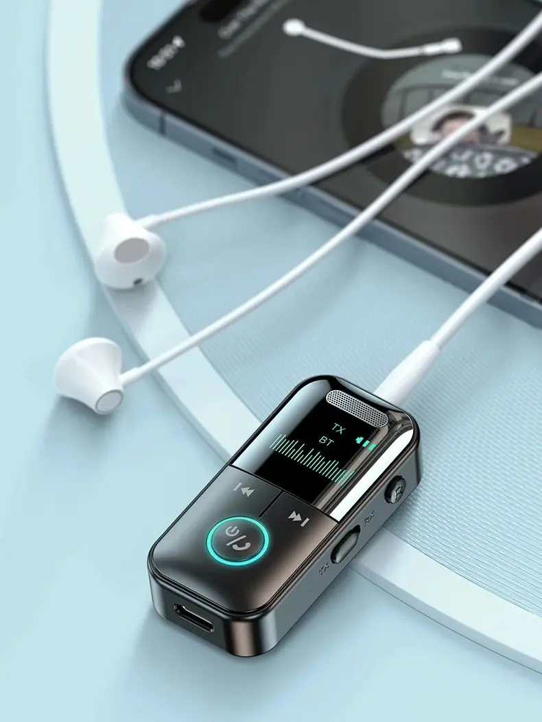 KEBIDUMEI Bluetooth 5.4 Odbiornik i Nadajnik Audio TF 3.5mm Jack Wyświetlacz LED do Samochodu/Domowego Stereo/Słuchawek Przewodowych/Głośnika/TV — zdjęcie produktu 7