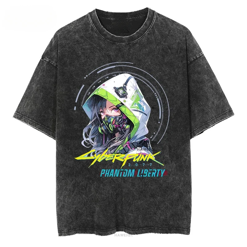 

Japanese Anime Punk Universe Friends Hero League Kjinkx Wei Washed Short Sleeve T-shirt Pure Cotton Summer New Style of Original