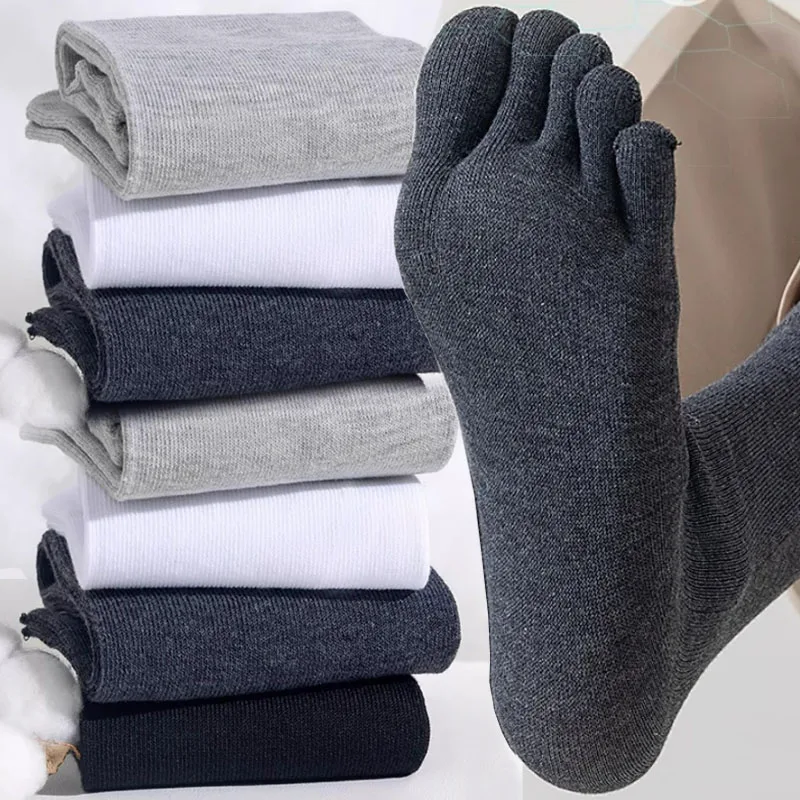 

Дышащие мужские носки с пятью пальцами из чистого хлопка, влагоотводящие, средней длины, с раздельными пальцами