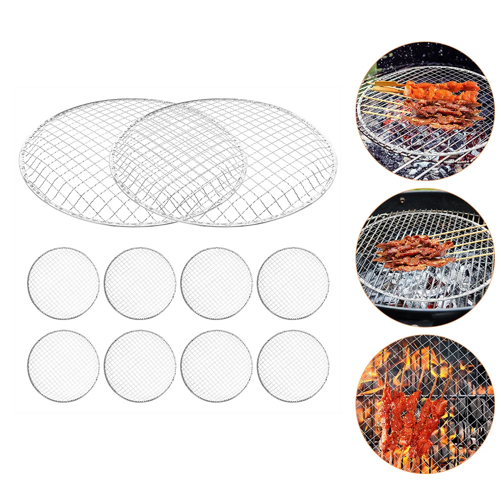 

10 Pcs Disposable Barbecue Wire Grilling Mats Mesh Camping Cookware BBQ Net Pad Grate for Galvanized Fire Pit over Round