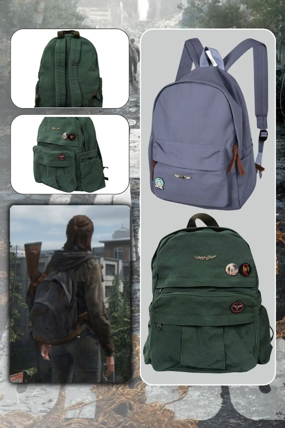 

TV The Last Of US Ellie Replica School Bag Backpack Green Game 3D Print Rucksack Set Halloween Carnival Suit Women Men Adult