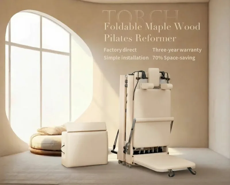 YTYIN Maple Pilates Reformer Foldable Durable Adjustable Portable Eco-Friendly Training Equipment Set Home Gyms Yoga