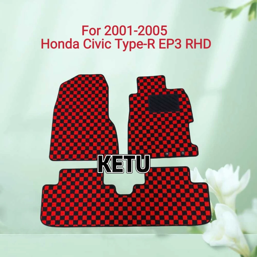 For 2001‑2006 Honda Integra Type‑R DC5 RHD Custom Fit Checkered Car Floor Mats All Weather Protection Auto Interior Foot Carp