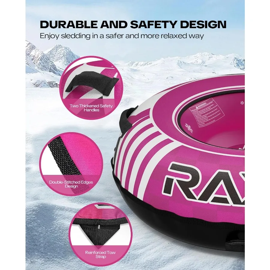 Robuuste sneeuwbuis met premium canvas hoes Opblaasbare sneeuwslee voor en volwassenen Verdikte bodem met sleepbare trekri