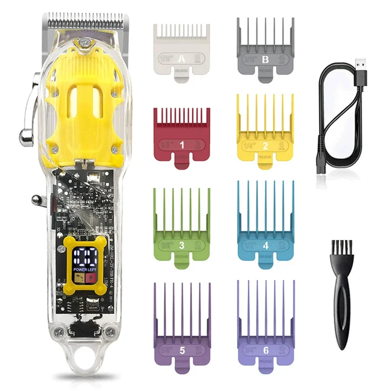 Rechargeable Hair Clipper LCD Screen Trimmer Barber Haircut USB