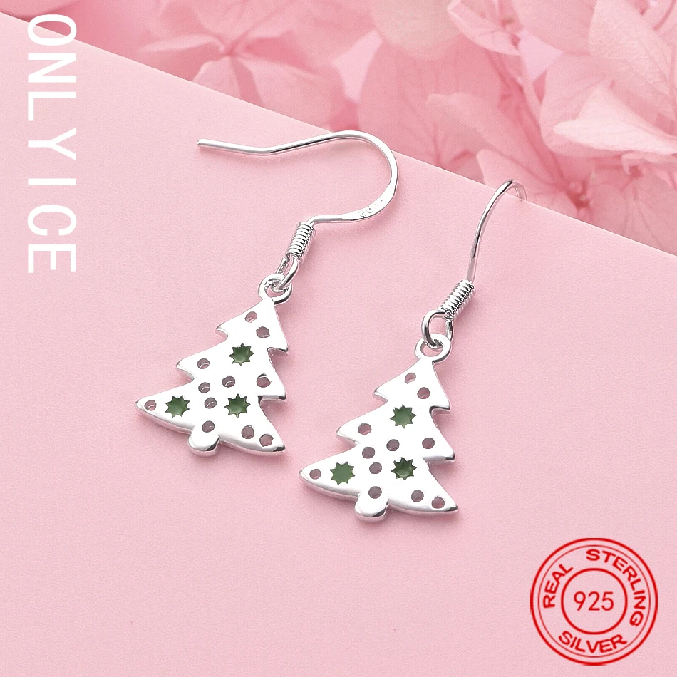 

925 Sterling Silver Retro Charms Tree Earrings Beautiful Jewelry For Women Lady Gift Wedding Party Nice Cute Long