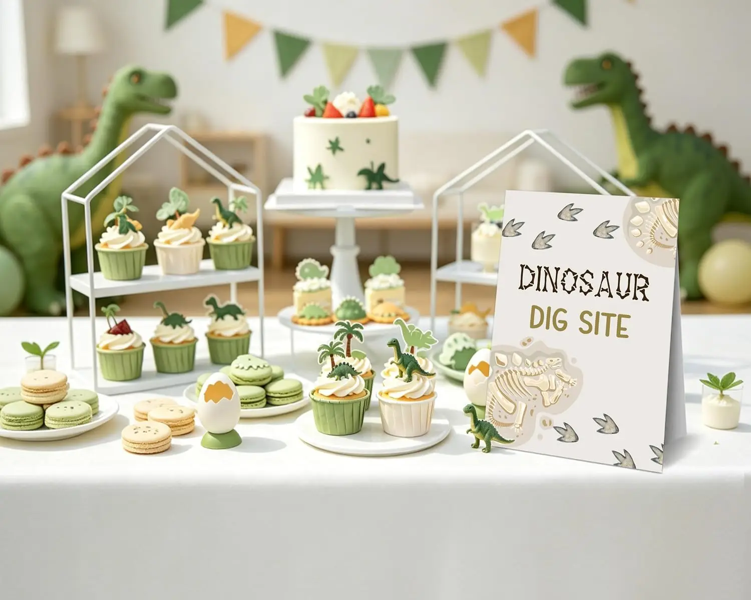 Dinosaur Dig Site Sign 8x11 Inch with Stand Birthday Party Decoration for Summer Graduation Retirement Baby Shower Bachelorette