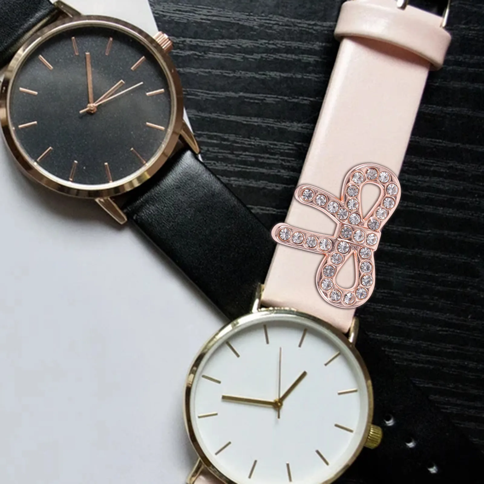 

5 шт. Декоративные кольца-шармы для ремешков часов с бабочками и стразами, модные, из сплава, для женщин, на праздник