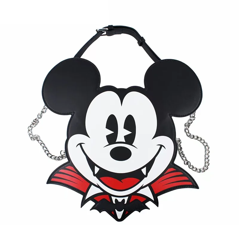 Mickey Anime Peripheral Y2k Gothic Dark Punk Three-Dimensional Cartoon Shaped Chain Crossbody Bag Night Light Backpack Gift