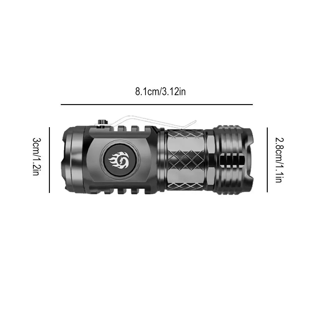 Three-eyed Mini Flashlight Super Power LED USB Rechargeable Tactical Pocket Flashlight Three Eye Long-range Lamp For Outdoor